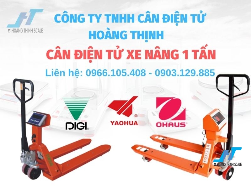 Cân xe nâng điện tử 1 tấn giá rẻ được Cân Hoàng Thịnh cung cấp cân xe nâng tay pallet 1 tấn chính hãng chất lượng. Liên hệ 0966.105.408 để được giảm giá ngay 10%