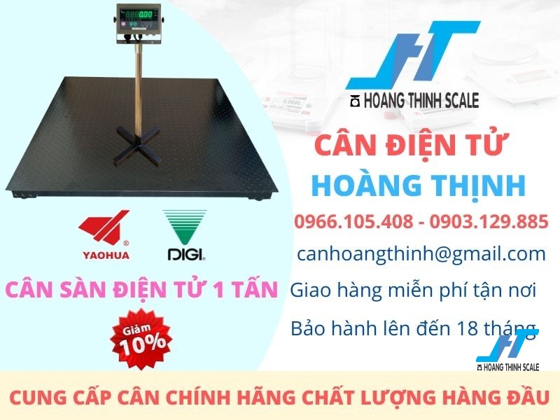 Cân sàn điện tử 1 tấn được Cân Hoàng Thịnh cung cấp chất lượng chính hãng, đa dạng mẫu loại, giao hàng miễn phí tận nơi, mua cân điện tử 1 tấn liên hệ 0966.105.408 giảm giá 10%