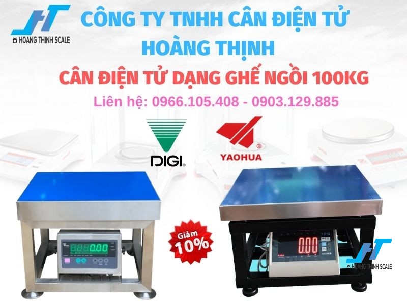 Cân điện tử dạng ghế ngồi 100kg được Cân Hoàng Thịnh cung cấp, gia công cơ khí chắc chắn, chất lượng đảm bảo, giá rẻ phù hợp. Liên hệ 0966.105.408 để được giảm giá ngay 10%