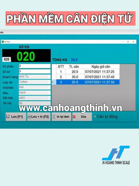Phần mềm cân điện tử kết nối máy tính tại Cân Hoàng Thịnh