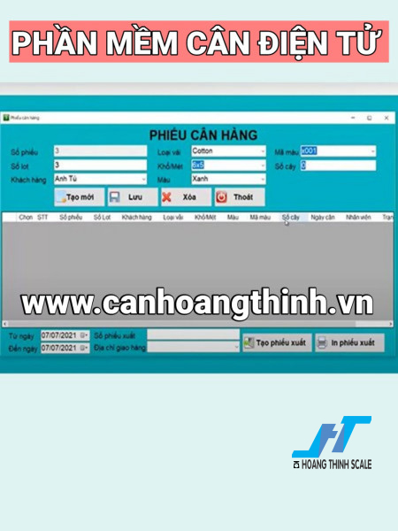 Cân điện tử kết nối phần mềm máy tính tại Cân Hoàng Thịnh