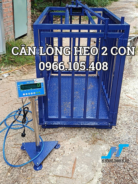 Cân lồng heo 2 con thiết kế tay đẩy mở cửa 1 đầu