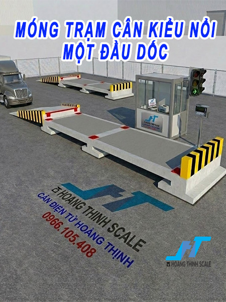 Mô phỏng chi tiết móng trạm cân kiểu nổi một đầu dốc, chi tiết về cấu tạo móng cân, bê tông cốt thép và hệ thống đường dốc một đầu