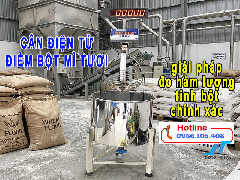 Cân điện tử điểm bột mì tươi, cân tính hàm lượng tinh bột là thiết bị không thể thiếu tại các nhà máy chế biến tinh bột sắn, khoai mì, cơ sở thu mua nông sản và vựa mì.